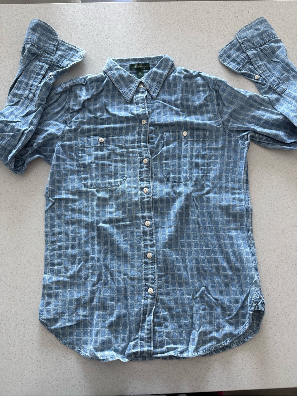 Lauren Ralph Lauren Light Blue Plaid Button-Down Shirt